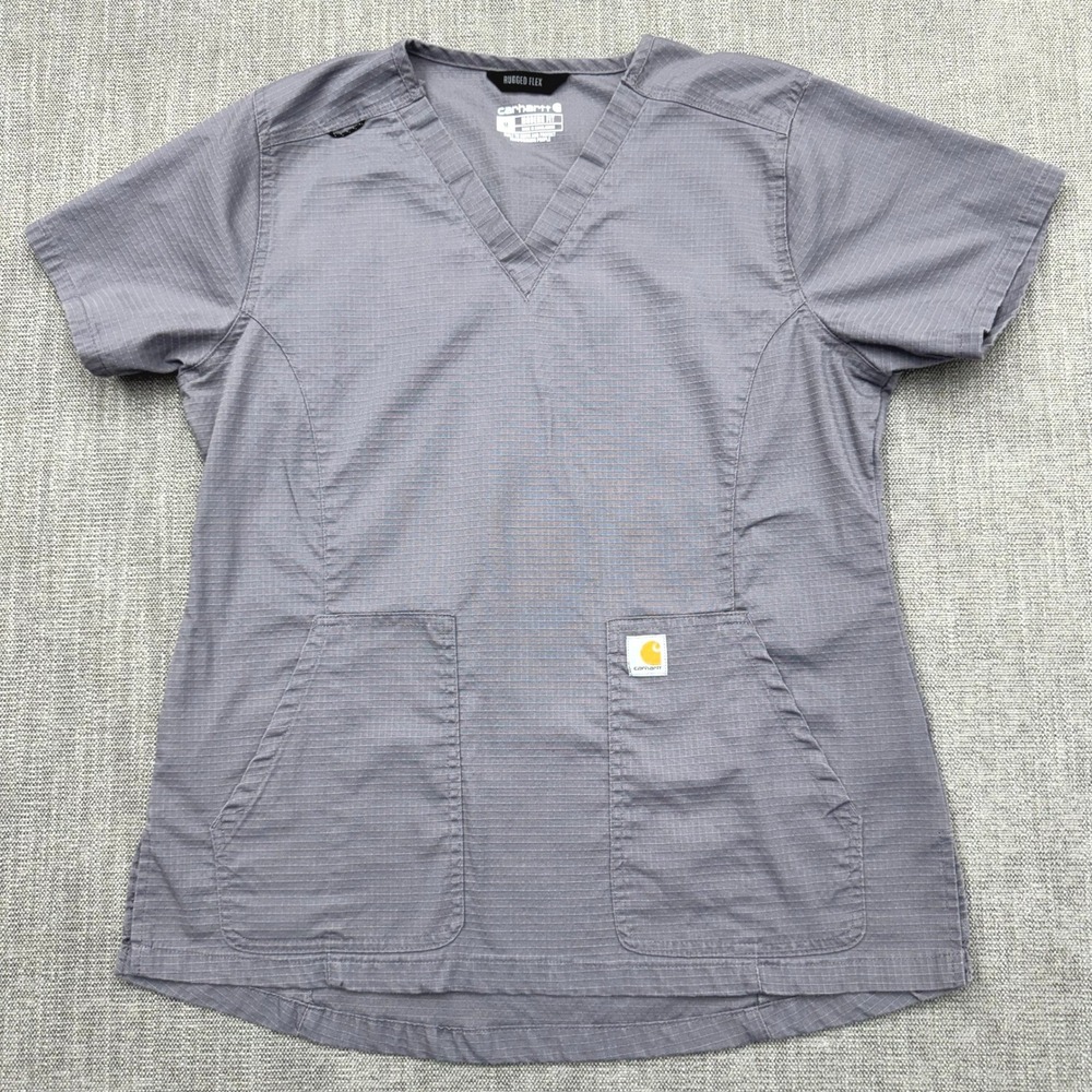 Carhartt Liberty Rugged Flex Scrub Top Gray V-Neck Modern Fit C12118 Medium
